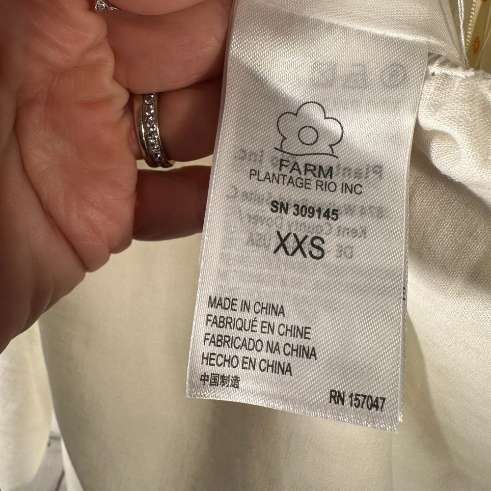 FARM Rio Off-White Flower Maxi Dress Cutout Tiered 309145 XXS New - Picture 9 of 15